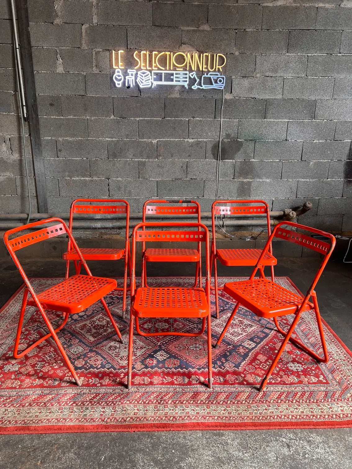 Lot de 6 chaises métalliques vintages Plichaise par Souvignet - Années 60