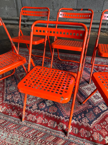 Lot de 6 chaises métalliques vintages Plichaise par Souvignet - Années 60