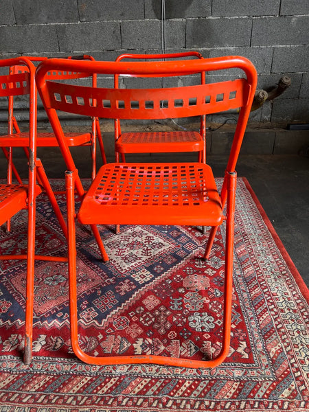 Lot de 6 chaises métalliques vintages Plichaise par Souvignet - Années 60