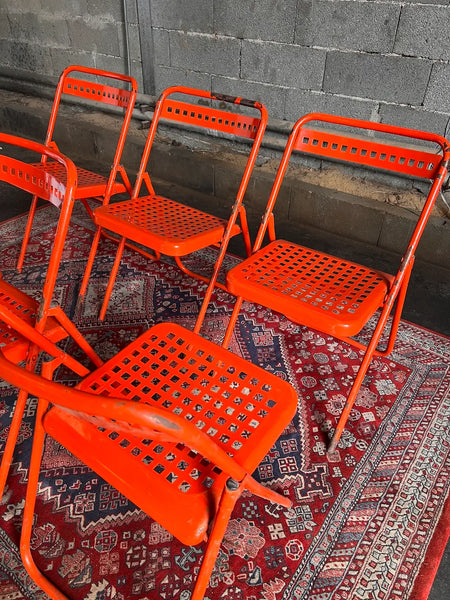 Lot de 6 chaises métalliques vintages Plichaise par Souvignet - Années 60