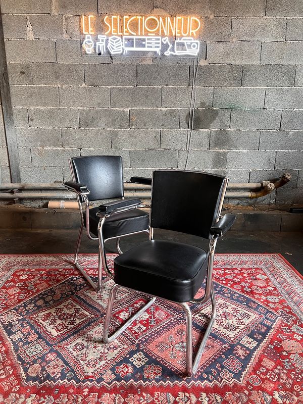 Lot de 6 fauteuils de bureau vintage style Roneo / Pullman - Années 50/60