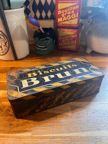 Boite métallique vintage Biscuits Brun