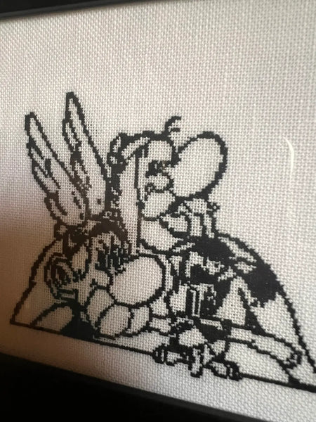 Cadre broderie / point de croix Astérix, Obélix et Idéfix
