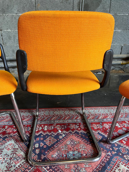 Chaise de bureau vintage Eurosit orange et noire - Années 80