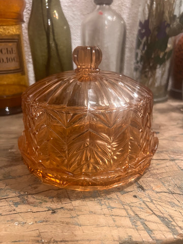 Cloche à fromage / gâteau vintage en verre rose dit rosaline - Made in France - Années 50