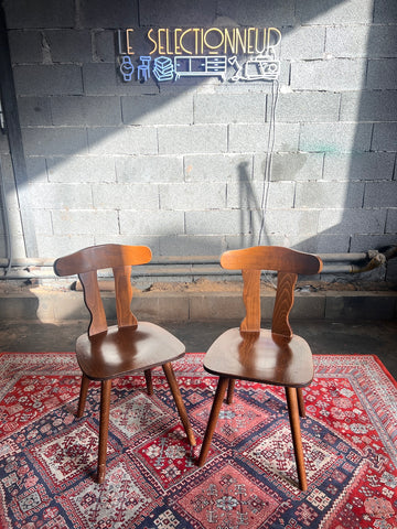 Duo de chaises vintages de bistrot au style brutaliste - Années 60