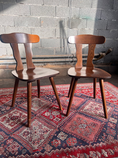 Duo de chaises vintages de bistrot au style brutaliste - Années 60