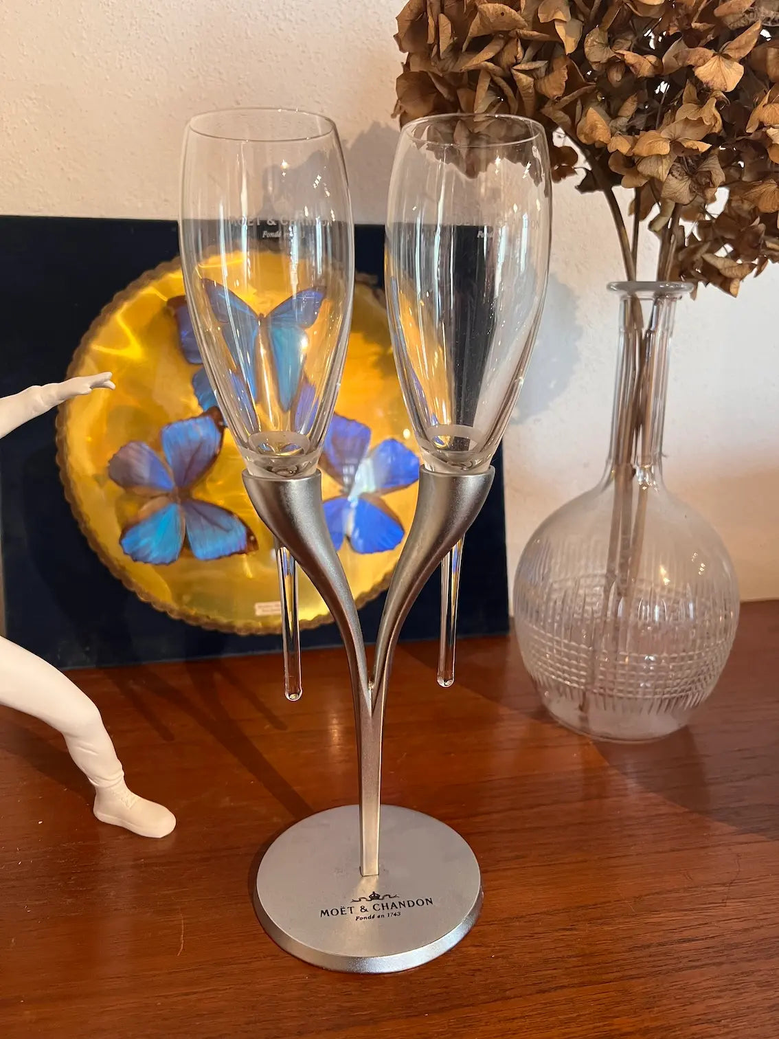 Duo de flûtes à champagne sur socle Moët et Chandon par Philippe Di Méo - Reso Design