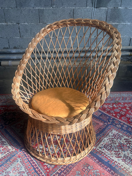 Fauteuil vintage en osier tressé - Années 50/60