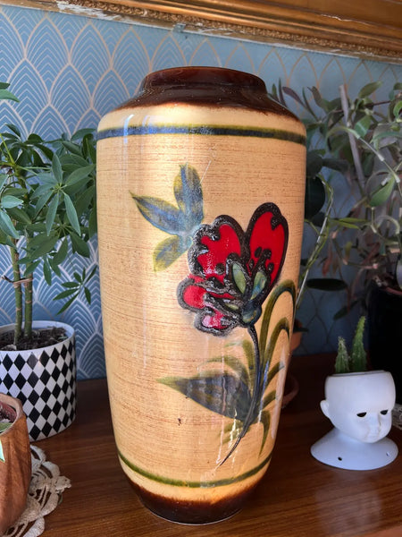 Grand vase vintage en céramique Scheurich Keramik 517-45 - West Germany - Années 70