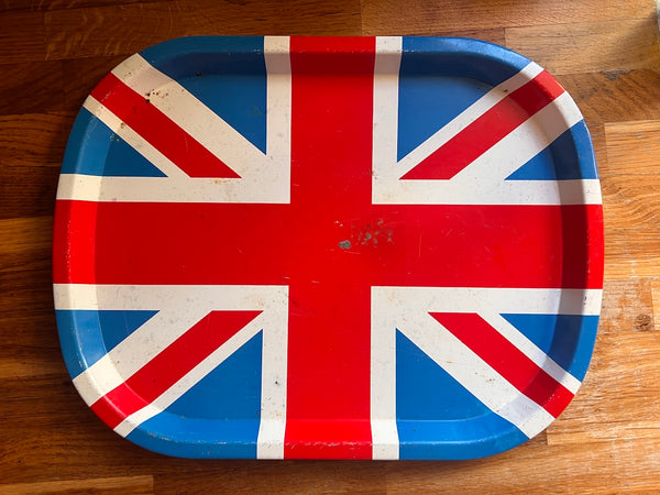 Plateau de service vintage Union Jack en métal - I was Lord Kitchener's Valet - London - Années 70