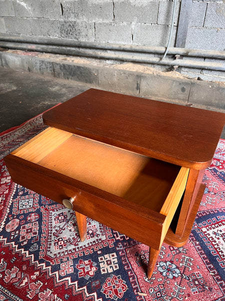 Table de chevet vintage en placage de teck au style scandinave