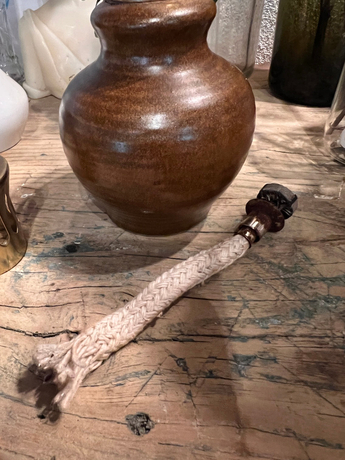 Lampe Berger En Grès Deux Tons Marron - Fabrication Française - Occasion