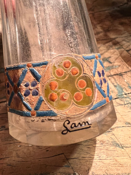 Vaporisateur / atomiseur à parfum vintage en cristal peint à la main "Lam" incomplet