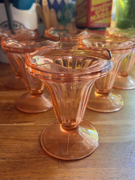 Ensemble de 6 coupes à glace vintages Rosaline par Arcoroc - Années 70