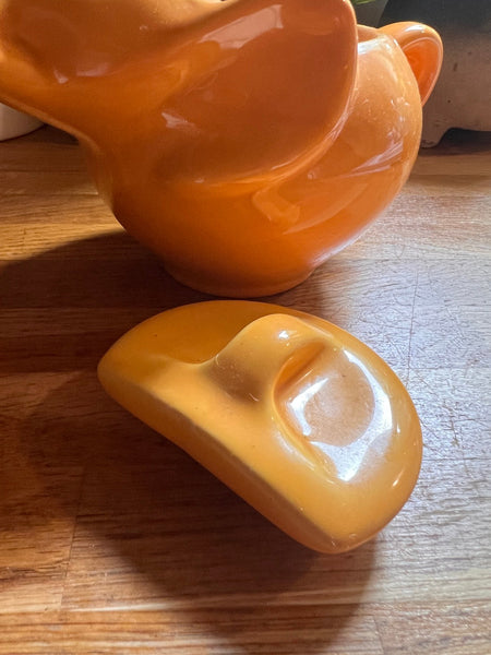 Théière vintage Thé Eléphant en faïence jaune orangé - Années 2000