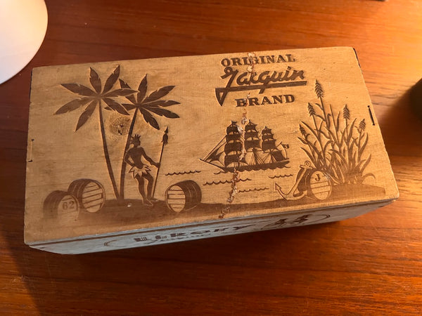Boite de bonbons à la liqueur vintage Likory Jacquin en bois - Années 20
