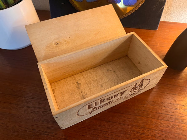 Boite de bonbons à la liqueur vintage Likory Jacquin en bois - Années 20