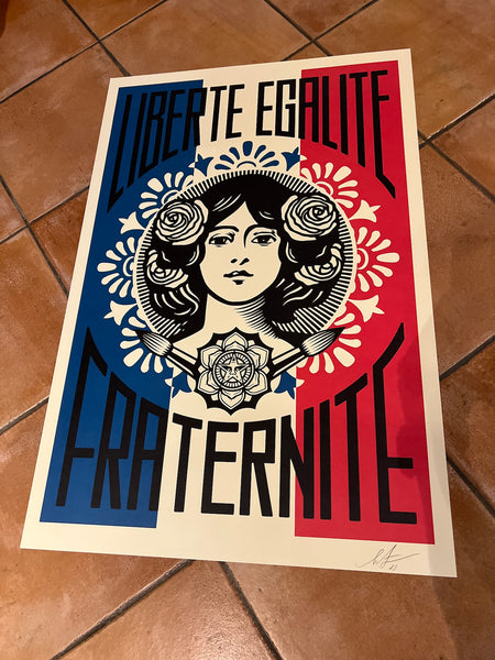 Affiche originale Liberté Egalité Fraternité - Shepard Fairey "Obey"