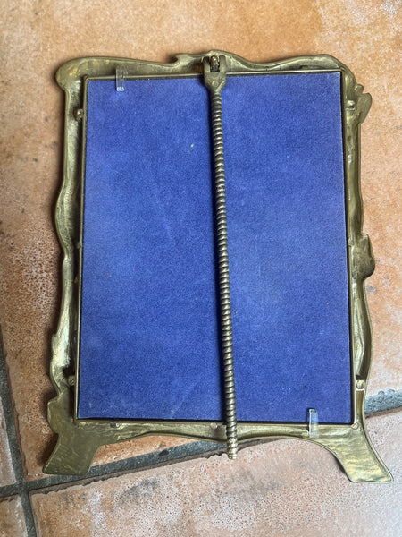 Miroir de table / à poser vintage en laiton poli style art nouveau 26x20cm