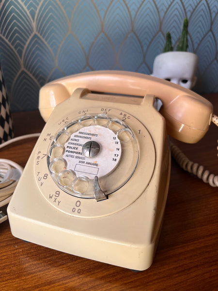 Téléphone à cadran vintage Socotel S63 Ivoire - Années 80