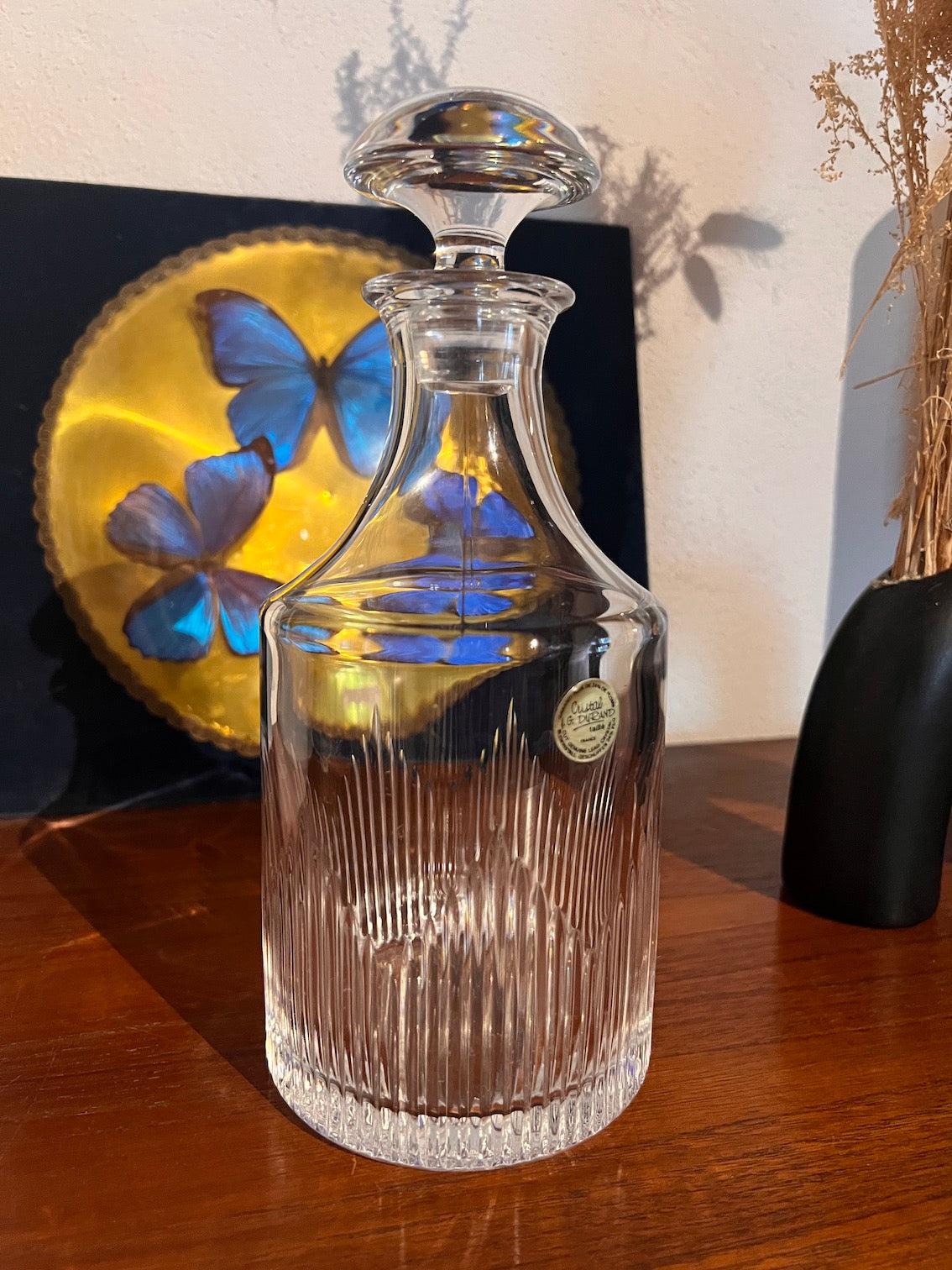 Carafe à whisky vintage en cristal taillé J. G. Durand