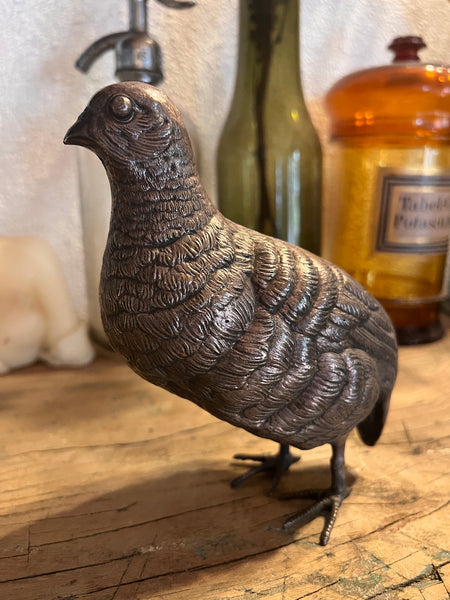 Statuette vintage de perdrix en bronze - Années 50