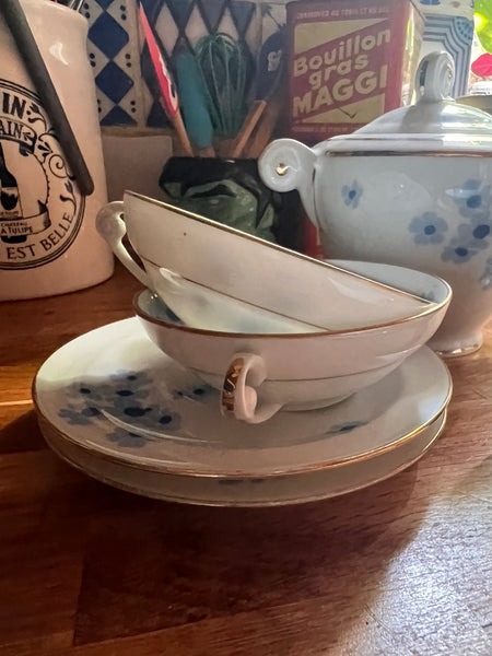 Service à thé / café vintage en porcelaine G. Boyer - Limoges France - Années 60