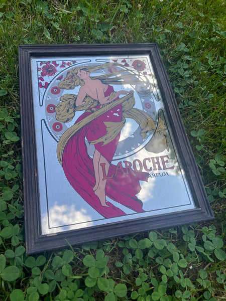 Miroir publicitaire vintage Laroche Parfum dans le goût de 1900