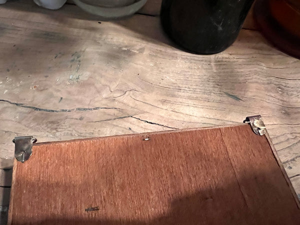 Boite à clés miroir vintage en bois - Années 80