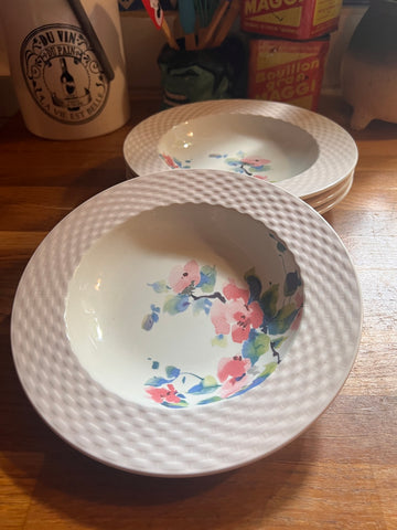 4 assiettes creuses vintages en porcelaine Pagnossin - Treviso Italy - Années 80