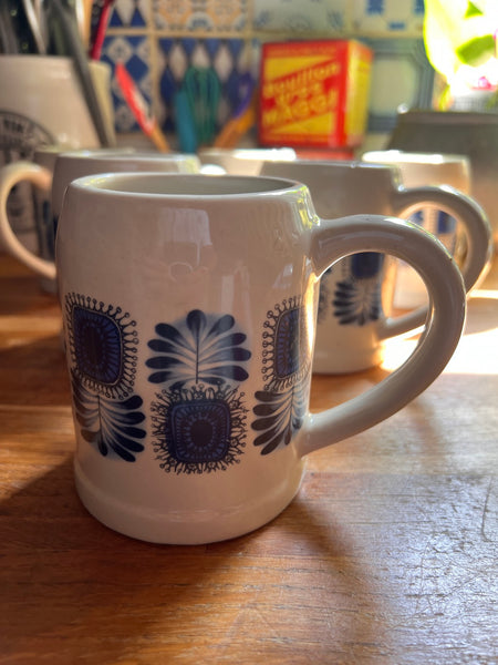 Lot de 6 tasses / mugs / chopes en grès céramique LML Modèle PALMA - Limoges - Années 60