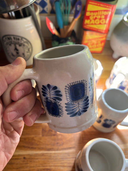 Lot de 6 tasses / mugs / chopes en grès céramique LML Modèle PALMA - Limoges - Années 60