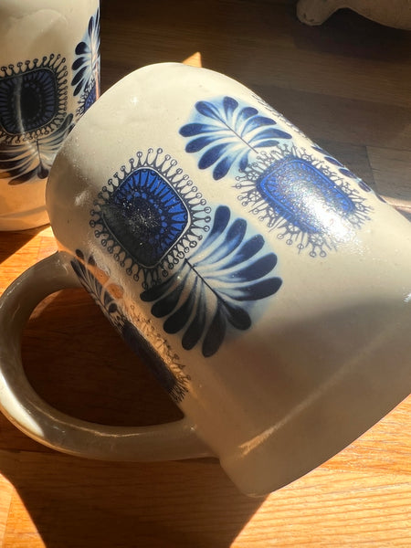 Lot de 6 tasses / mugs / chopes en grès céramique LML Modèle PALMA - Limoges - Années 60