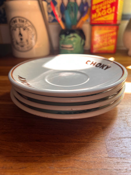 4 sous tasses / petites assiettes de bar vintages Choky en céramique 17cm