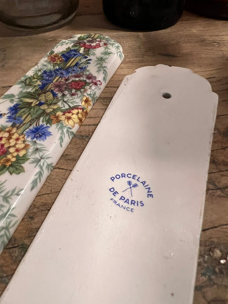 2 plaques de propreté de porte vintages en porcelaine de Paris - France - Années 60