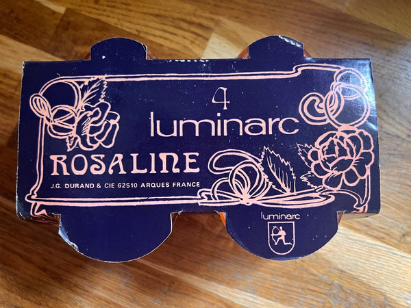4 verres / timbales roses vintages Rosaline par Luminarc France - Années 70