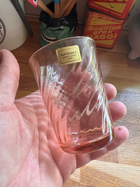 4 verres / timbales roses vintages Rosaline par Luminarc France - Années 70