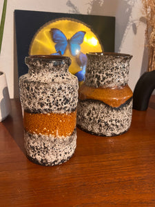 Duo des vases vintages en céramique Fat Lava - West Germany - Années 70