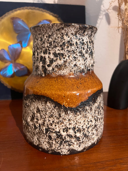 Duo des vases vintages en céramique Fat Lava - West Germany - Années 70