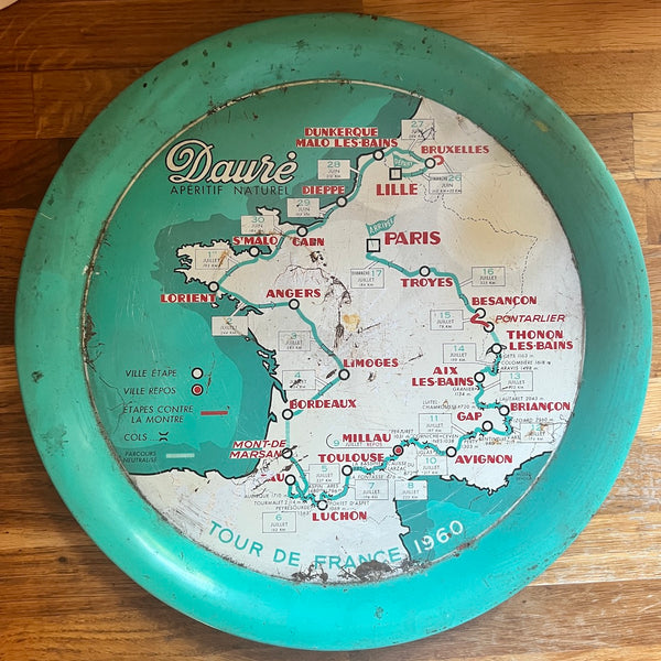 Plateau de service de bistrot vintage Dauré Tour de France 1960