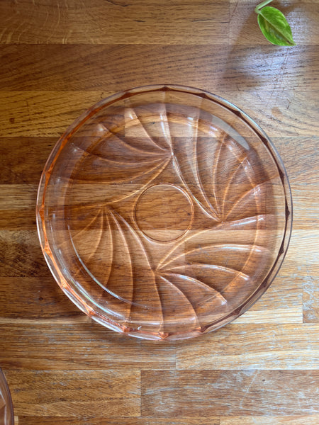 Cloche à fromage / gâteau vintage en verre rose dit rosaline - Made in France - Années 50