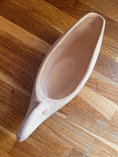 Saucière en forme de poisson vintage en faïence rose poudré Digoin Sarreguemines - Période 1920-1950