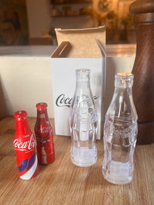 Duo salière / poivrière vintages Coca-Cola transparentes neuves