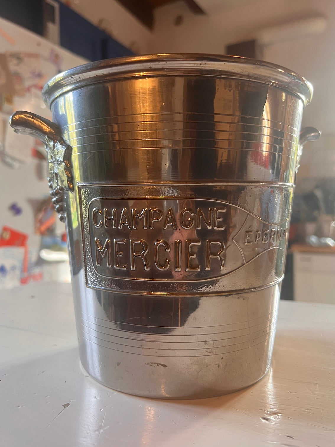 Seau à champagne en aluminium vintage français