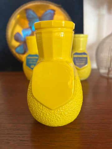 Porte-pailles de bistrot vintage en opaline jaune - Années 60/70