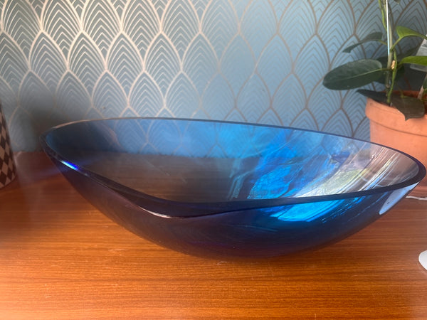 Coupe / vide-poche en verre de Murano bleu dégradé Frammenti par Marco Zitto pour Salviati - Venise Italie - 2005