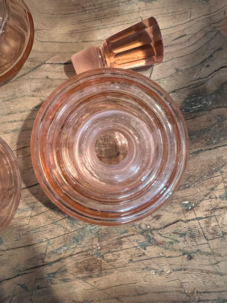 Ensemble de 3 flacons vintages en verre rose - Made in Czechoslovakia
