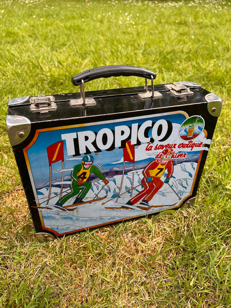 Valise publicitaire vintage Tropico en métal - Années 80