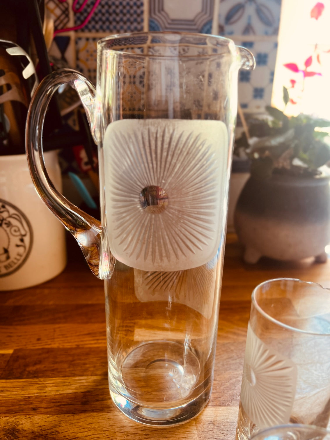 Service carafe et verre à orangeade ou à eau en cristal de Bohème , vintage - France Service carafe et verre à orangeade ou à eau en cristal de Bohème , vintage - France